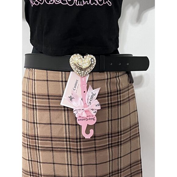 Juicy Couture Black Belt Gold Heart Buckle L/XL‎ NWT Bling Y2K Style Rhinestones main image 11